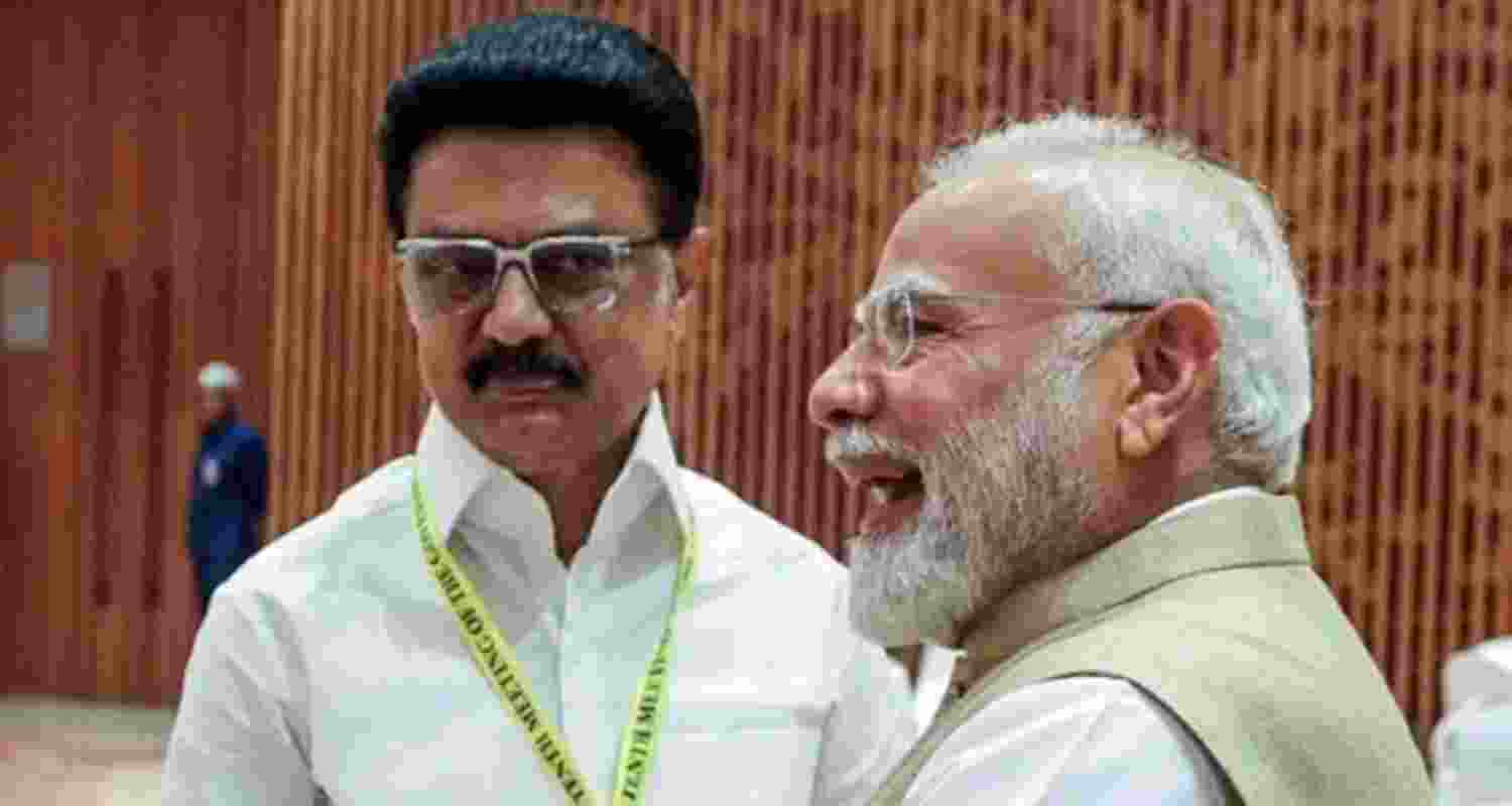 Tamil Nadu Chief Minister MK Stalin with Prime Minister Narendra Modi.