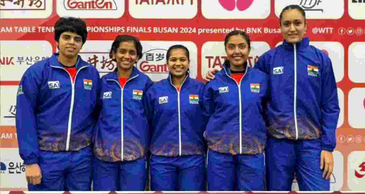 India's women Table Tennis team. India's women Table Tennis team.