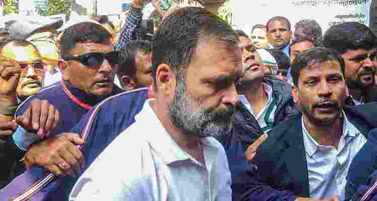 Congress leader Rahul Gandhi at the district court, in Sultanpur. Congress leader Rahul Gandhi at the district court, in Sultanpur.