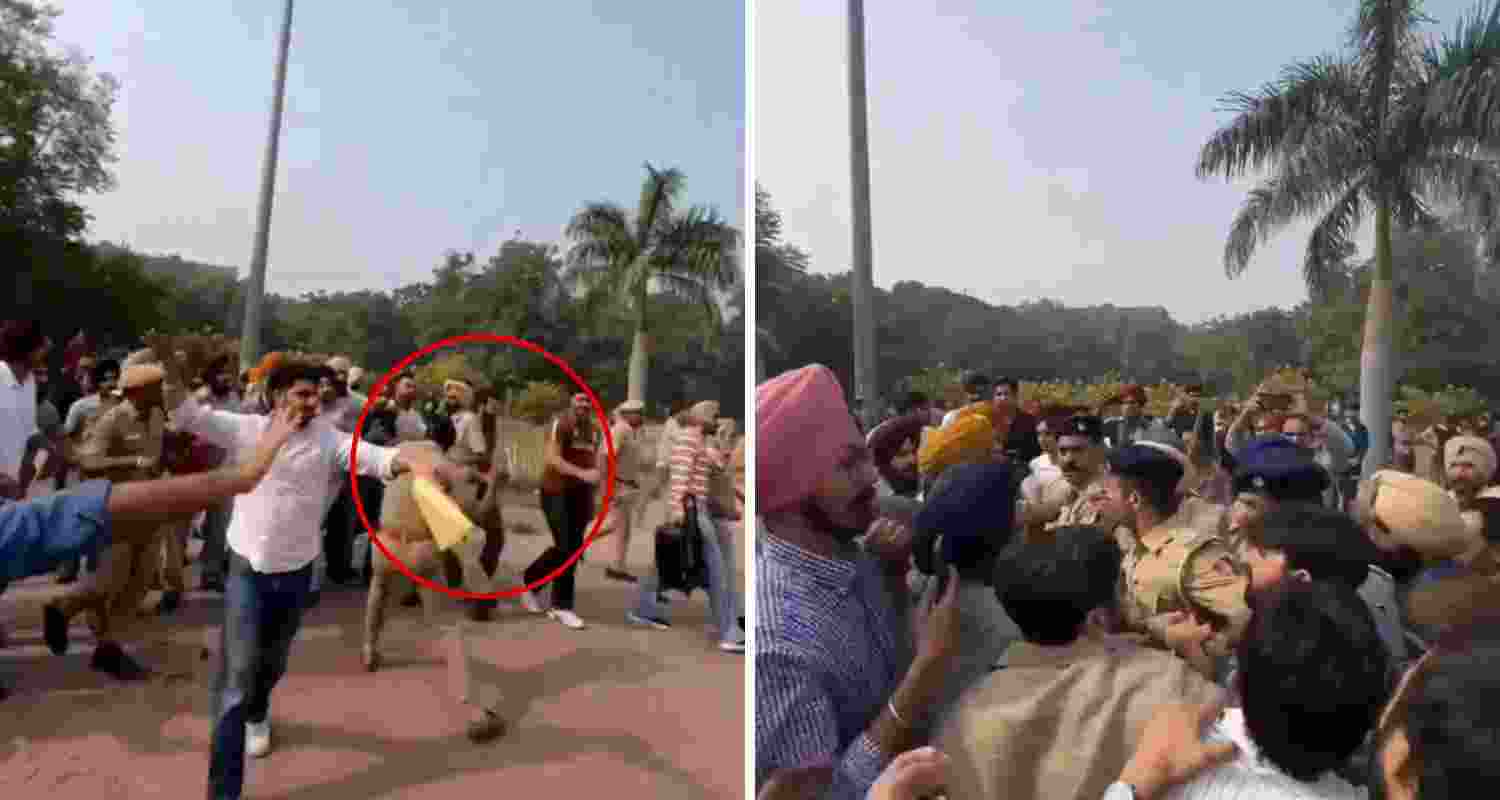 Screengrabs of the clash between PU students and Chandigarh police.