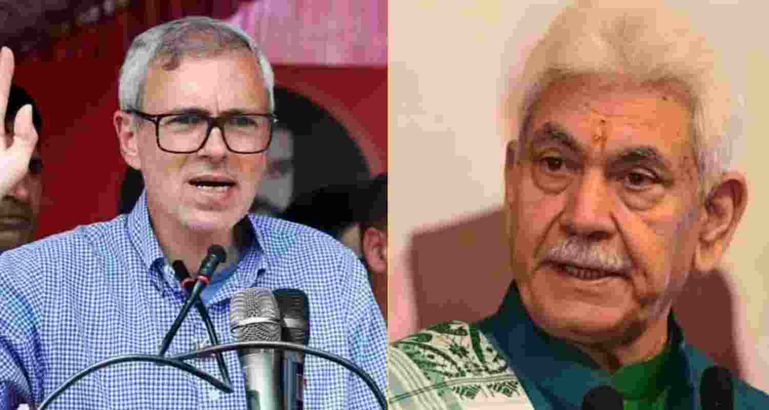 Jammu and Kashmir Chief Minister Omar Abdullah and  LG Sinha.