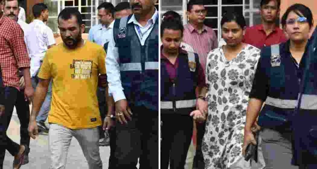 Two of Zubeen Garg’s band members, Shekhar Jyoti Goswami and Amritprava Mahanta, being escorted by police personnel after being remanded to judicial custody in connection with the singer’s death.