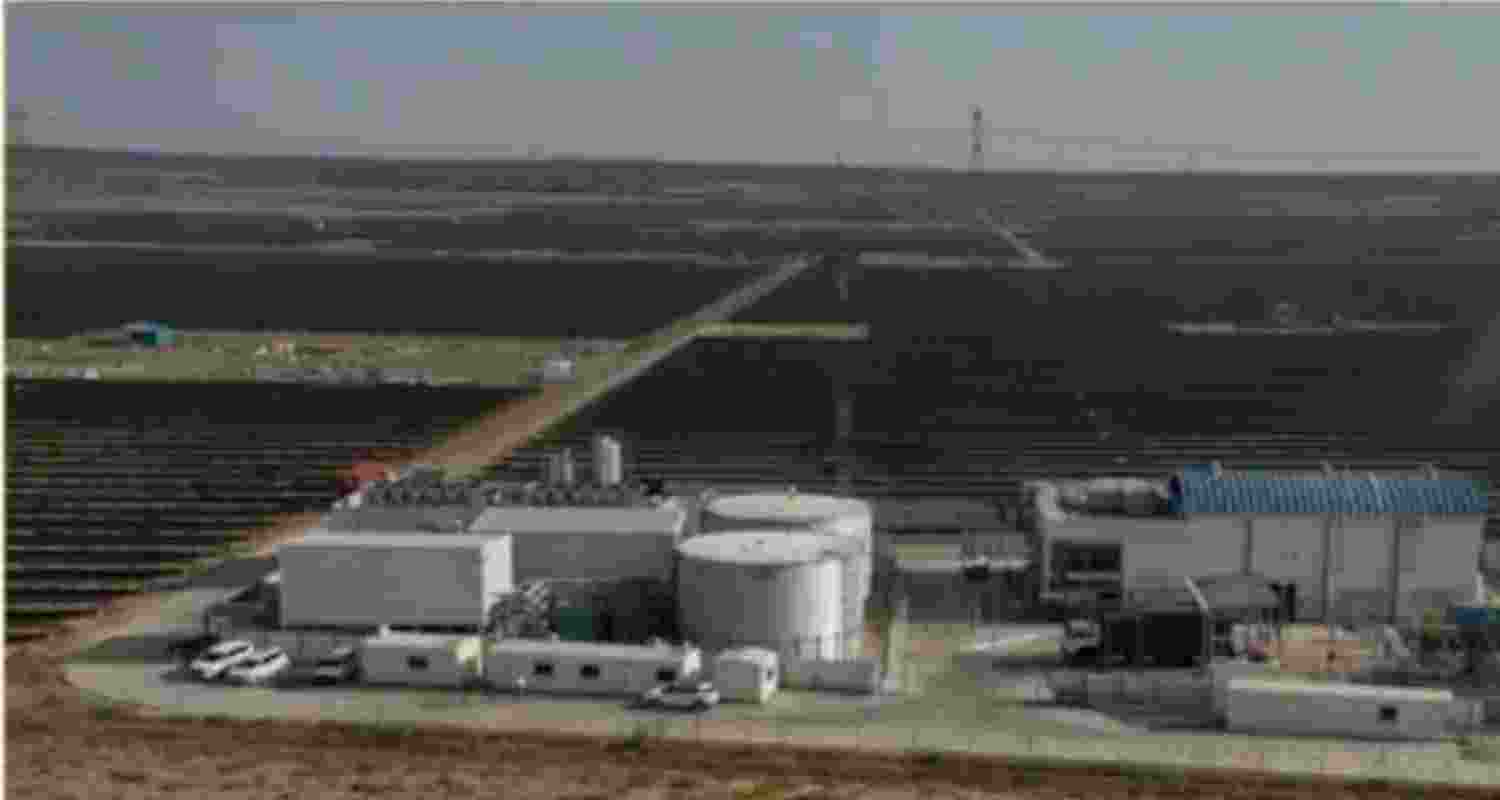 A file photo of India's first solar-powered off-grid green hydrogen plant in Kutch.