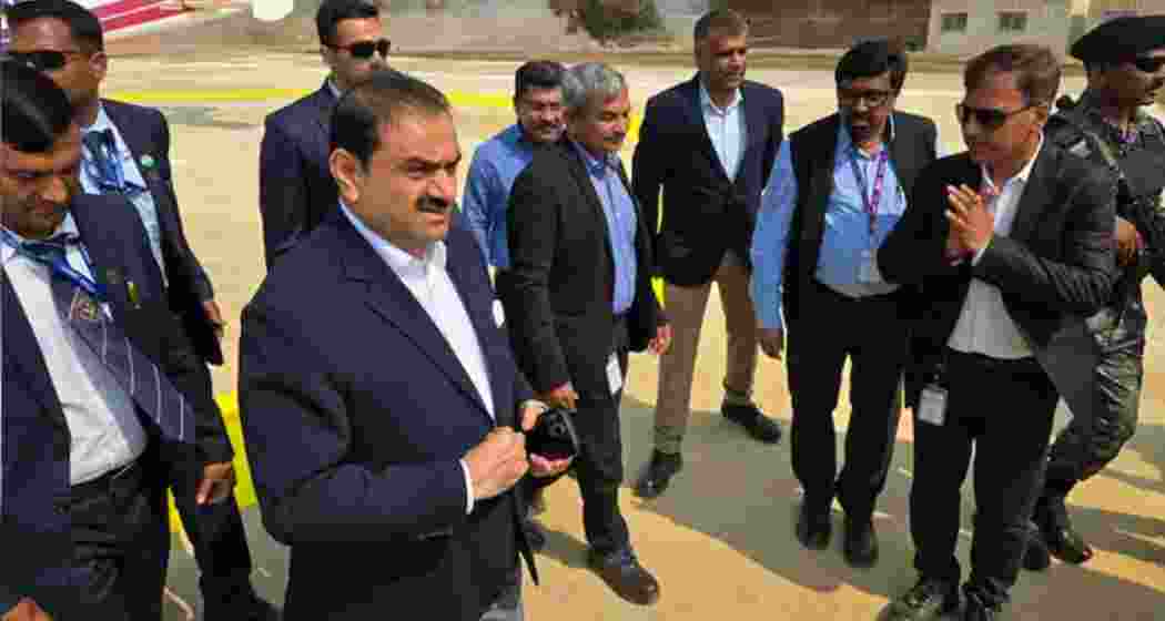 Gautam Adani during his visit to the Godda power plant in Jharkhand on Sunday.