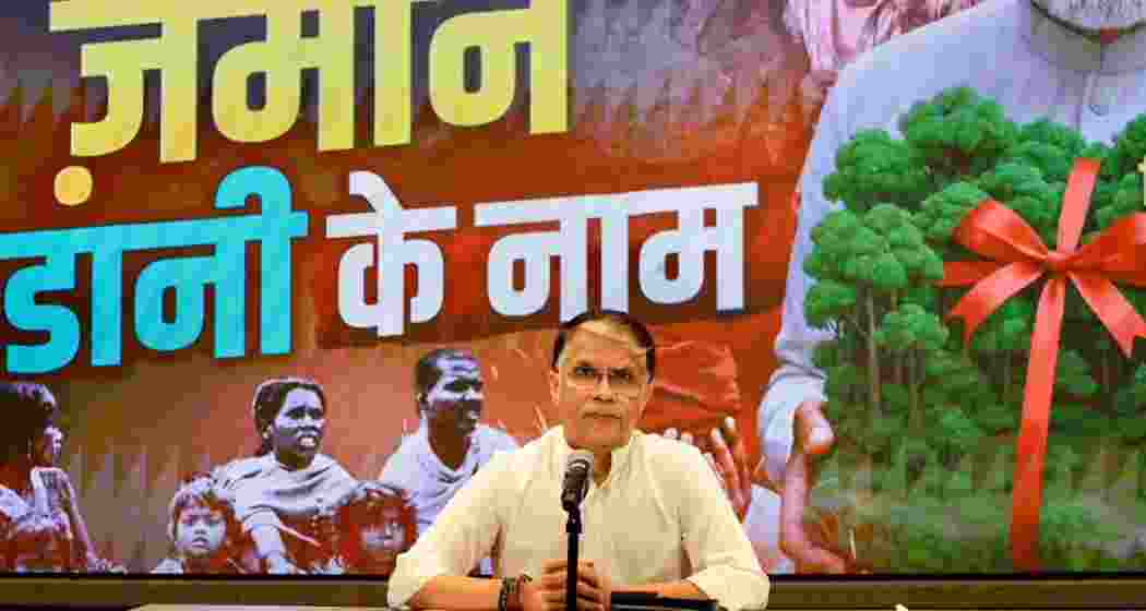 Congress spokesperson Pawan Khera addresses media in New Delhi on Monday.