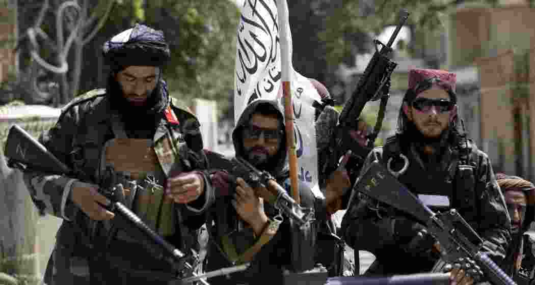 Taliban fighters patrol through Kabul, Afghanistan. Pictures of such fighters posing with aircraft, weapons and vehicles have been showing upon social media.