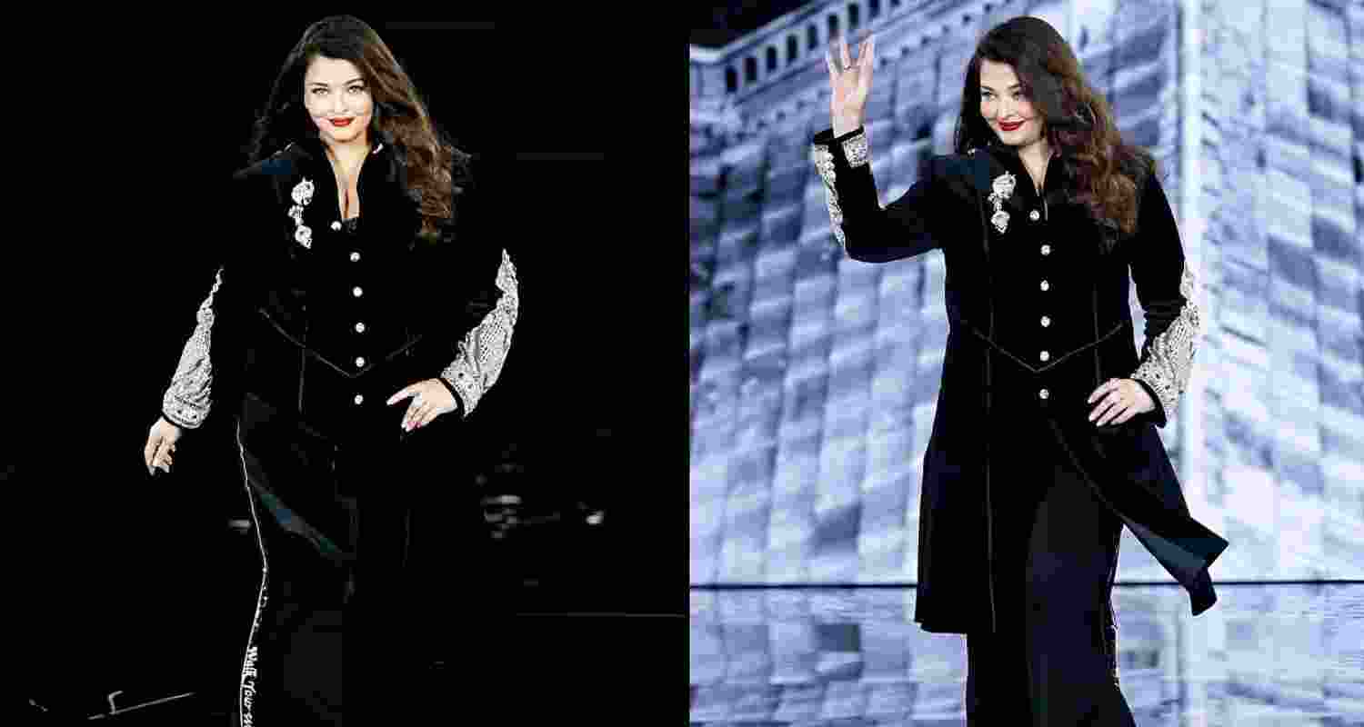 The designer ensemble featured 10-inch diamond-embroidered cuffs. The designer ensemble featured 10-inch diamond-embroidered cuffs.