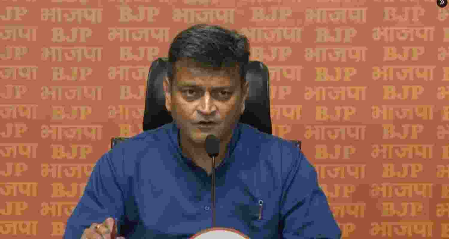 BJP Delhi spokesperson Ajay Alok at a press conference in New Delhi.