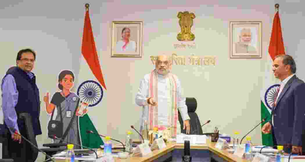 Union Home Minister Amit Shah unveils the mascots ‘Pragati’ and ‘Vikas’ and launches digital platforms for Census 2027 in New Delhi on Thursday.