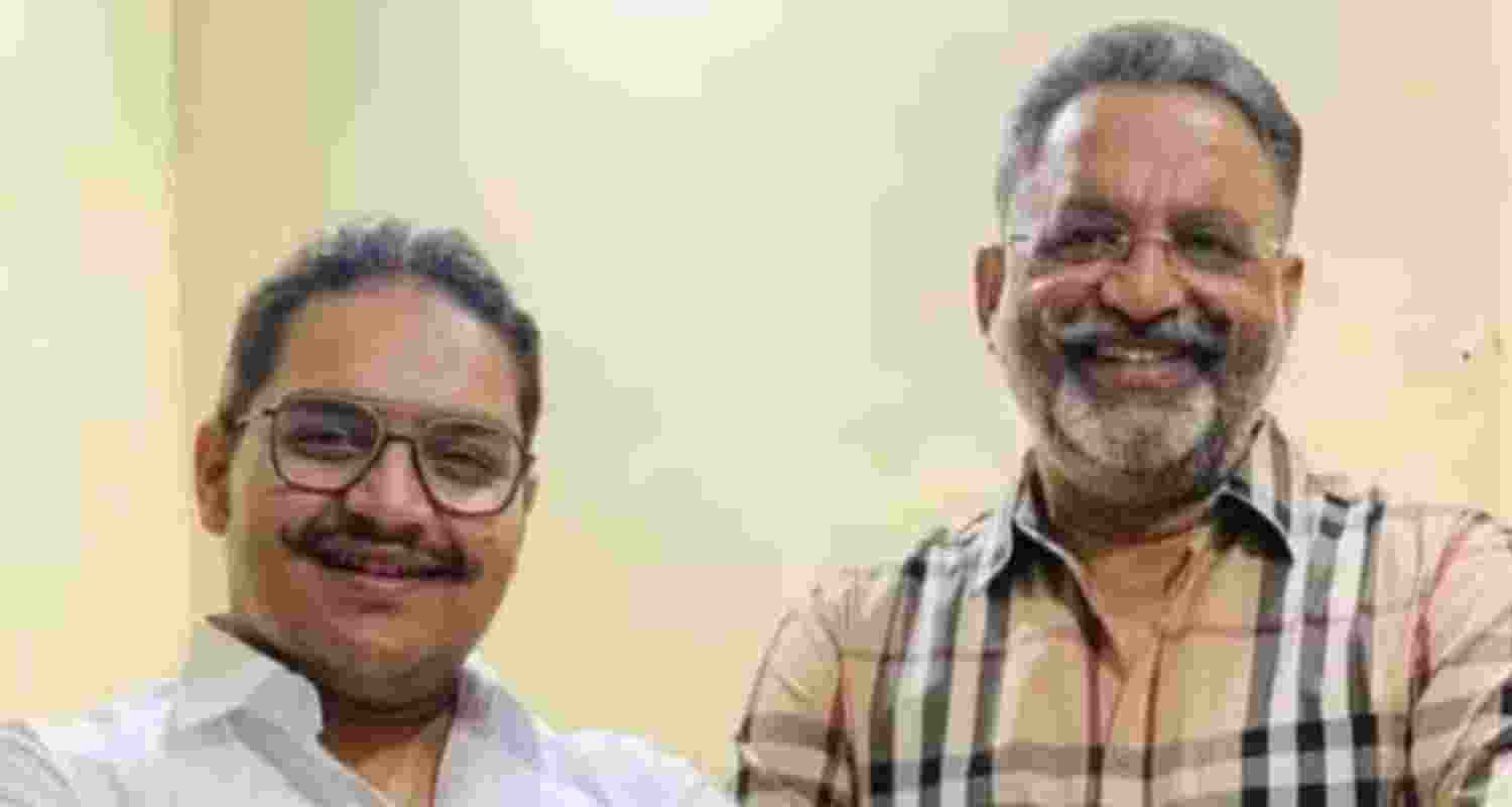Umar Ansari (L) with his late father Mukhtar Ansari.