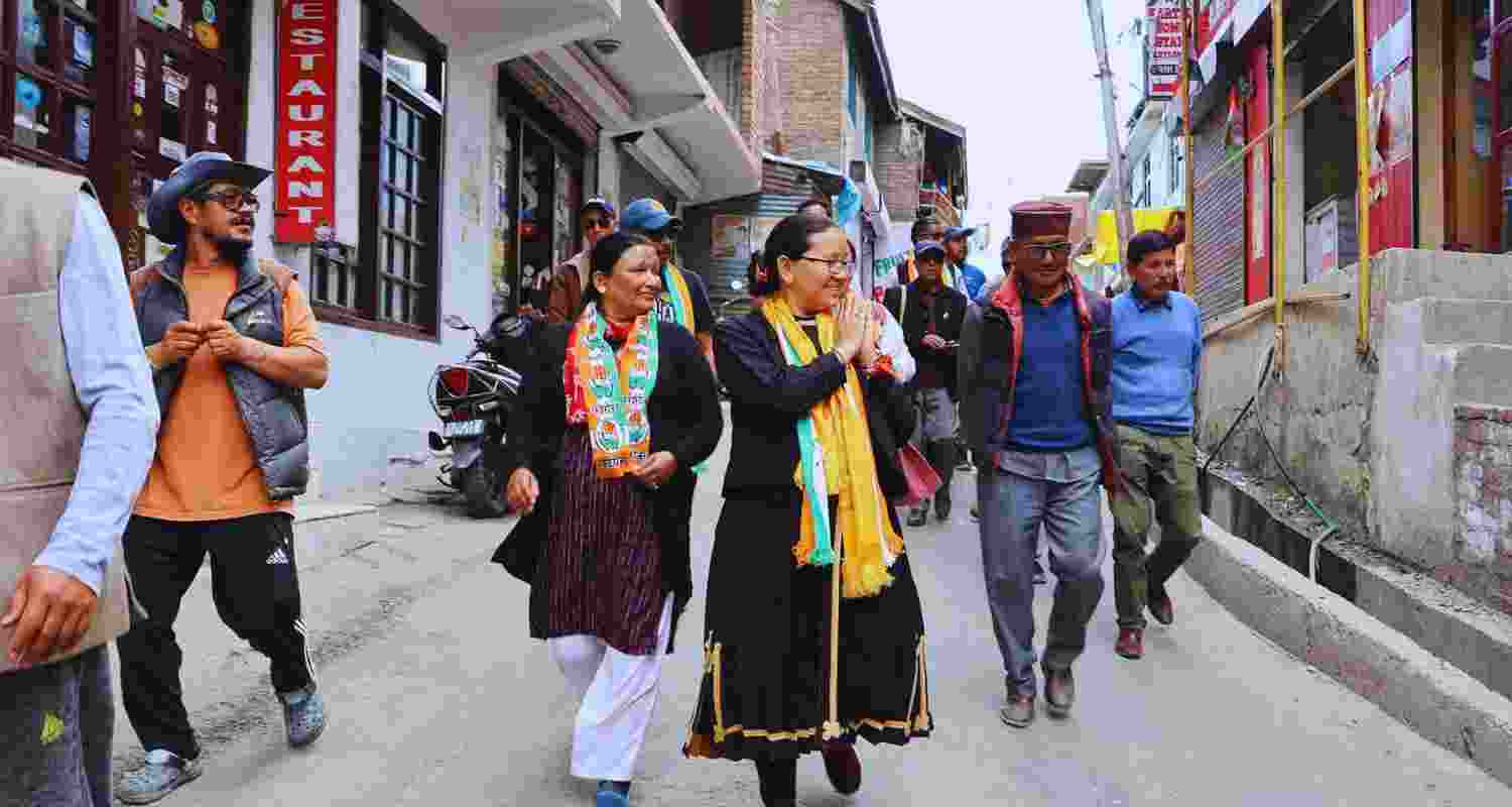 Anuradha Rana campaigning in Lahaul Spiti parliamentary contstituency.