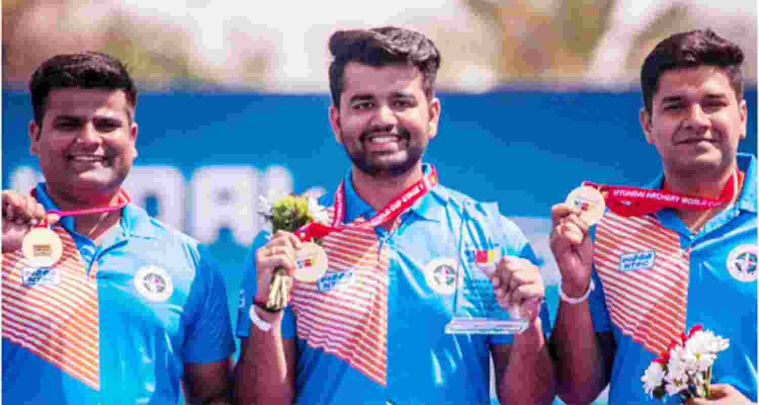 The Indian trio of Tarundeep Rai, Dhiraj Bommadevara and Pravin Jadhav set up a gold medal clash with Olympic champions Korea after storming into the men's team recurve final of the Archery World Cup Stage 1 here on Thursday.