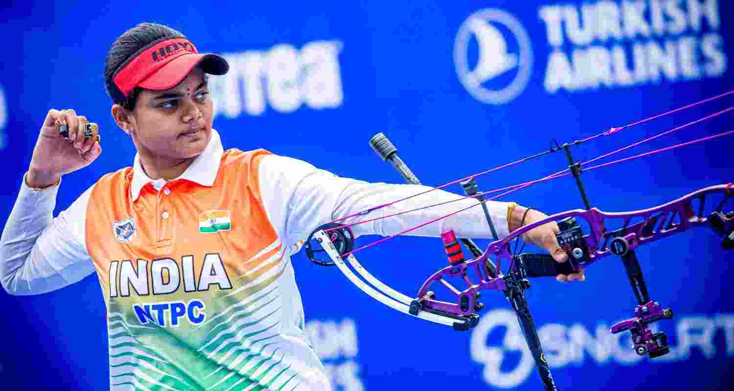 Indian archer Jyothi Surekha. Image via World Archery on X.