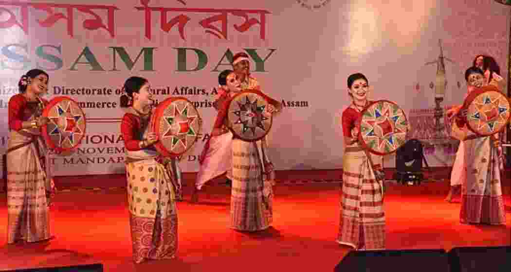 Women artists from Assam perform a traditional Bihu dance, a vibrant expression of the state’s agricultural and festive traditions, during the programme.