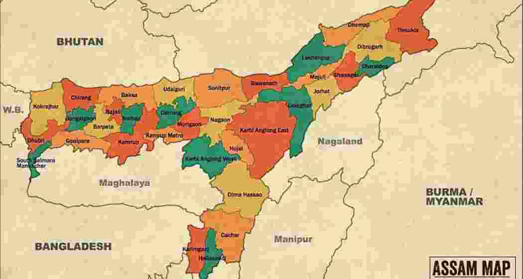 Map of Assam highlighting its 35 administrative districts. (File photo)