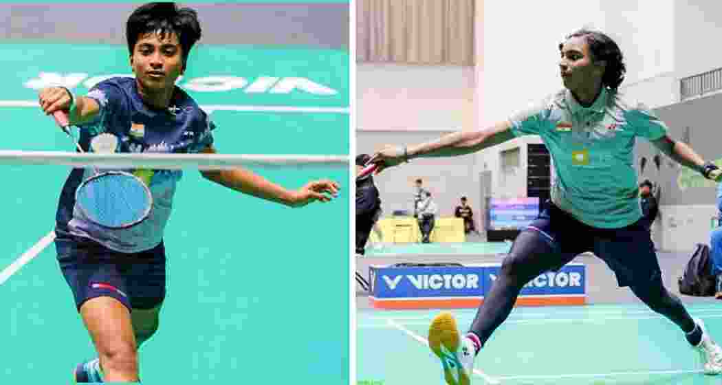 Shaina Manimuthu and Diksha Sudhakar in action during the Badminton Asia U17 & U15 Championships in Chengdu, China.