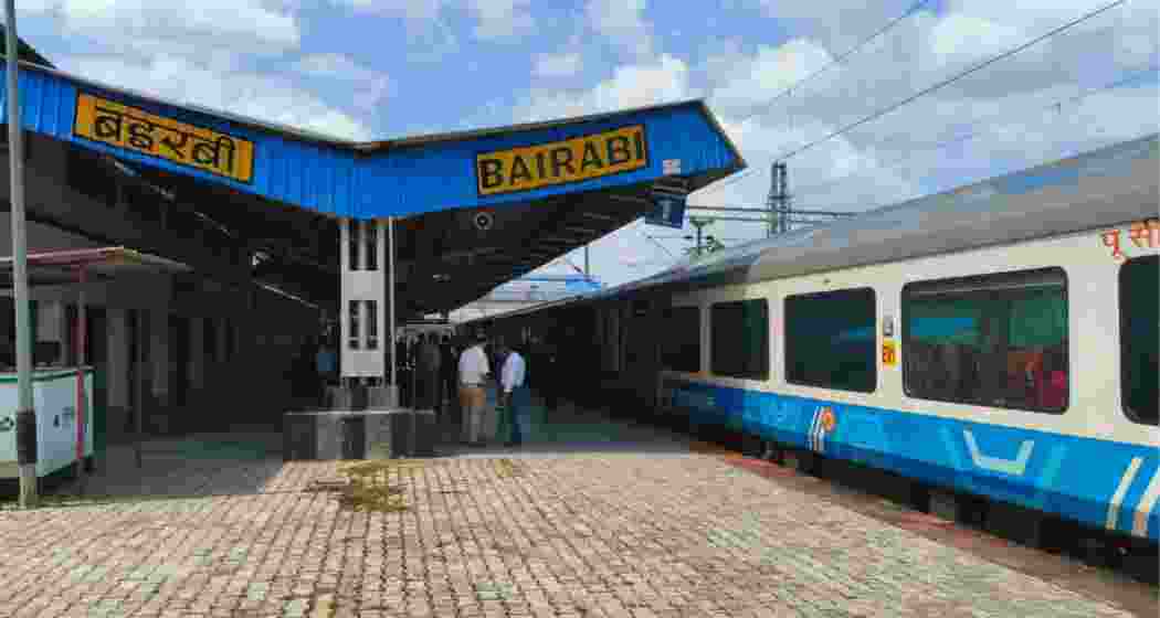 The Bairabi railway station on the Mizoram–Assam border.