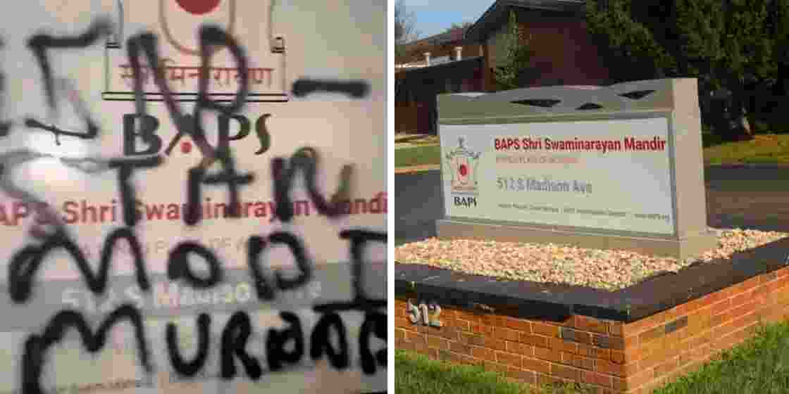 A wall of the BAPS Swaminarayan Temple in Greenwood, Indiana, was defaced with pro-Khalistan graffiti on Tuesday. 