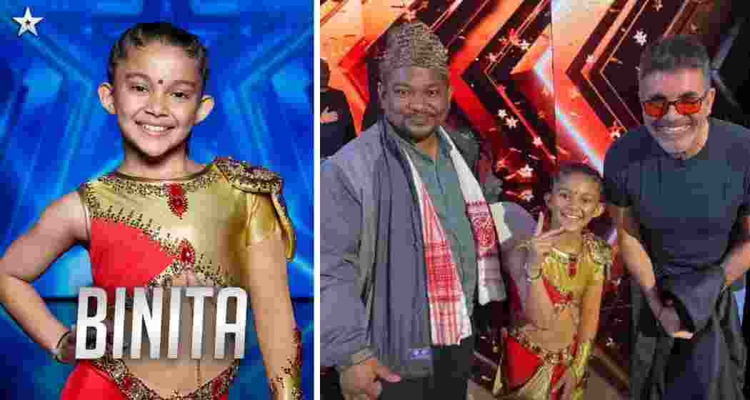 Assam's Binita Chetry poses with Britain’s Got Talent judge Simon Cowell and her father (on left) after finishing third in the talent show’s grand finale in London.
