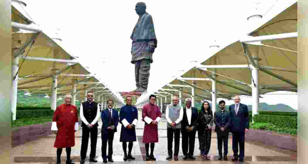 Bhutan's King Jigme Khesar Namgyel Wangchuck during his visit to Statue Of Unity in Narmada on Monday, July 22, 2024
