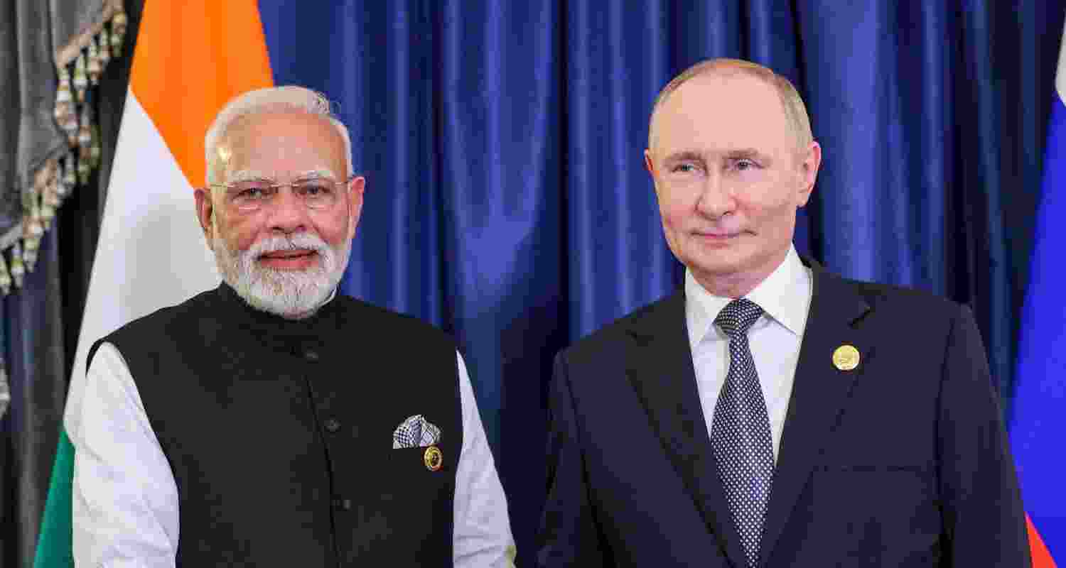 Prime Minister Narendra Modi with Russian President Vladimir Putin during a bilateral meeting on the sidelines of the SCO Summit, in China. 