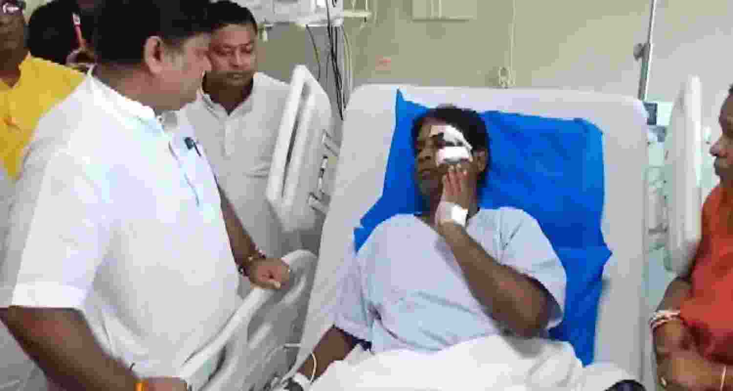 Union Minister Sukanta Majumdar meets BJP MP Khagen Murmu. 