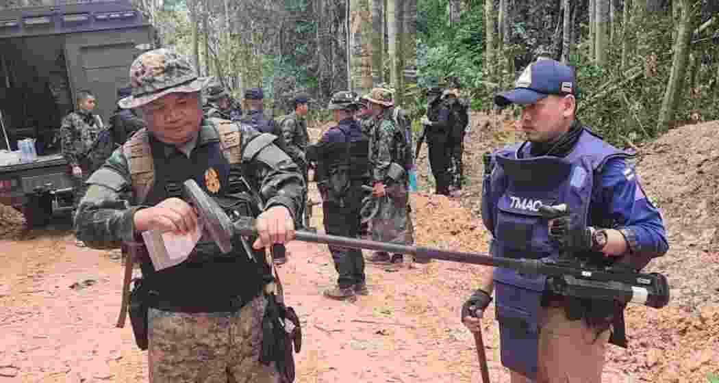Thai army shows soldiers in a border area in the Ubon Ratchathani province.