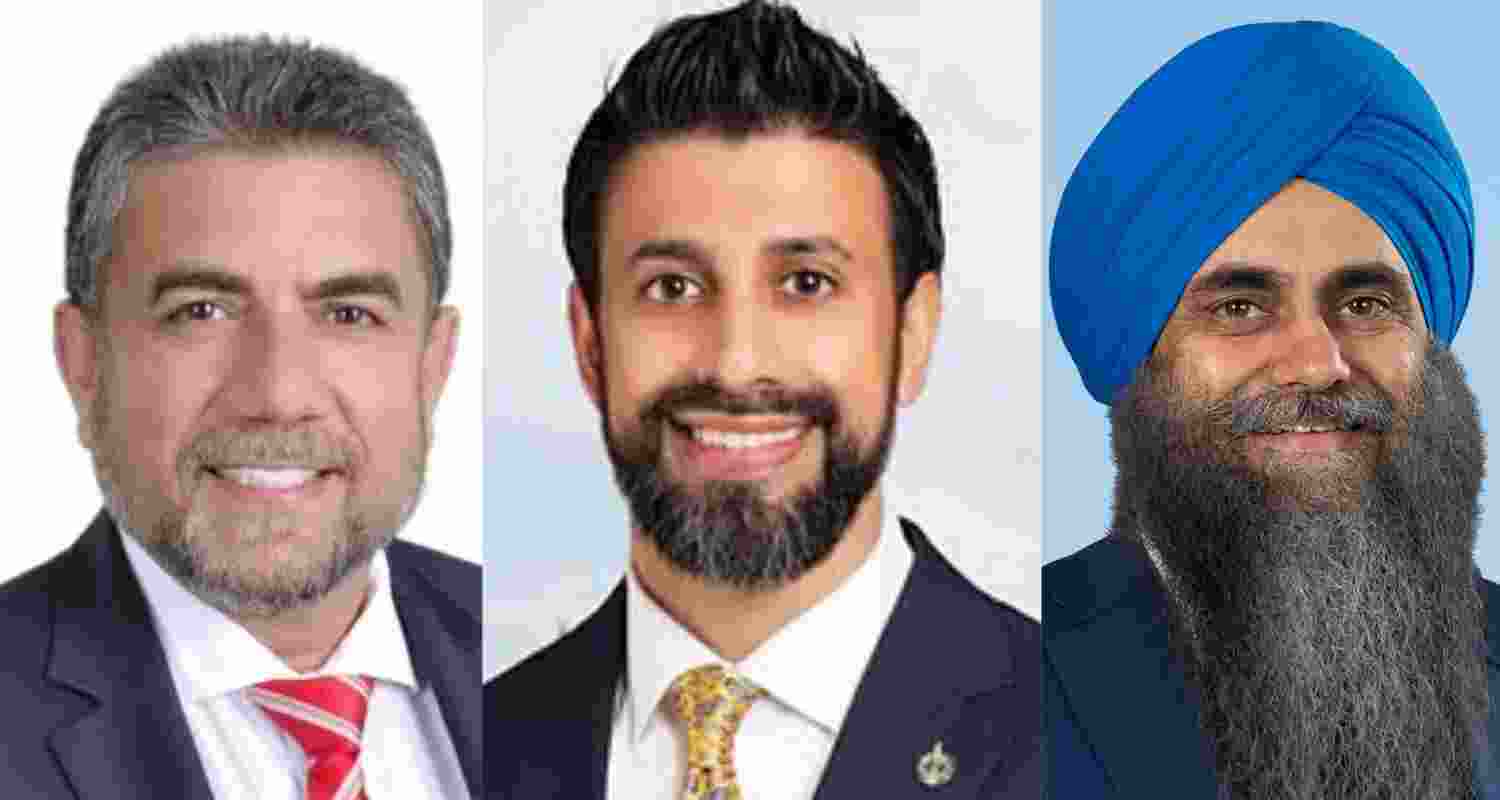 Liberals Sukh Dhaliwal and Maninder Sidhu and Tim Uppal from the Conservatives. File photos.