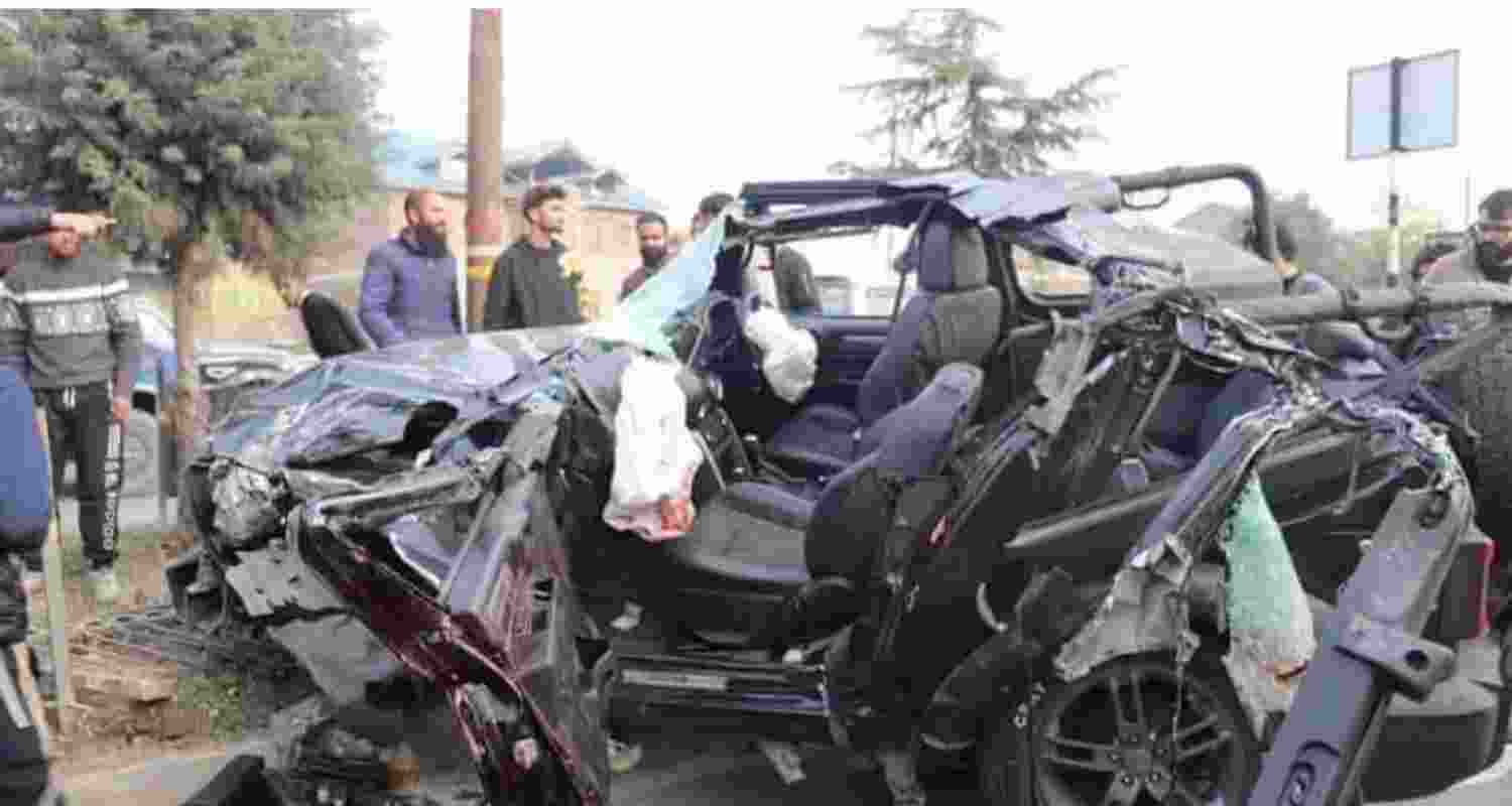 The crashed vehicle from the Tengpora accident. Image via X.