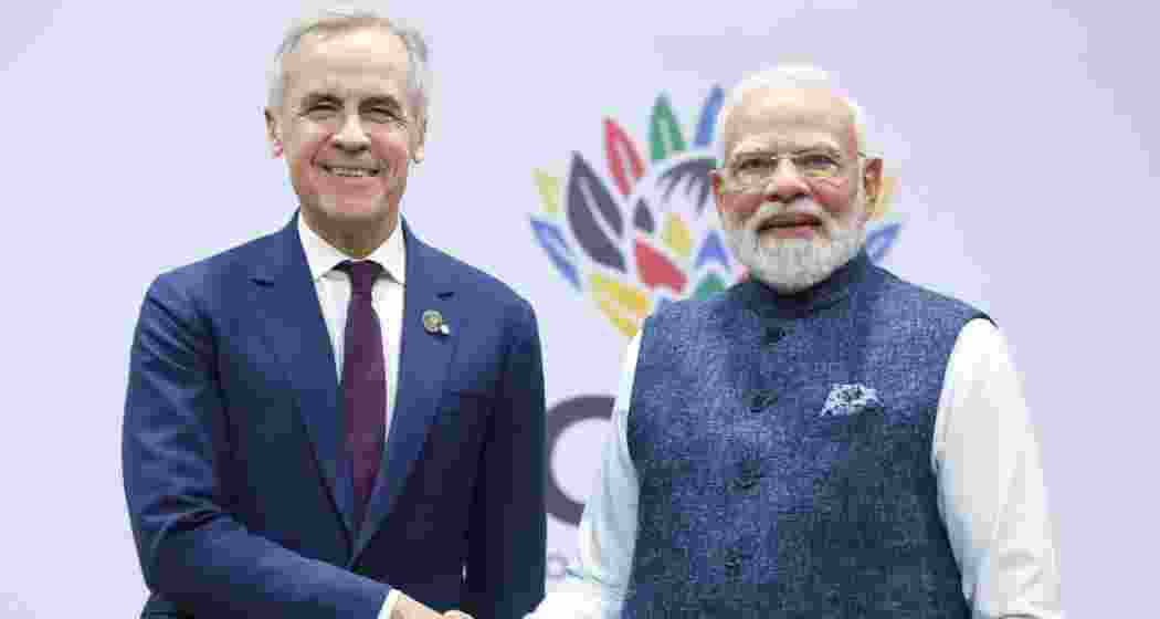 Canadian Prime Minister Mark Carney with Prime Minister Narendra Modi.