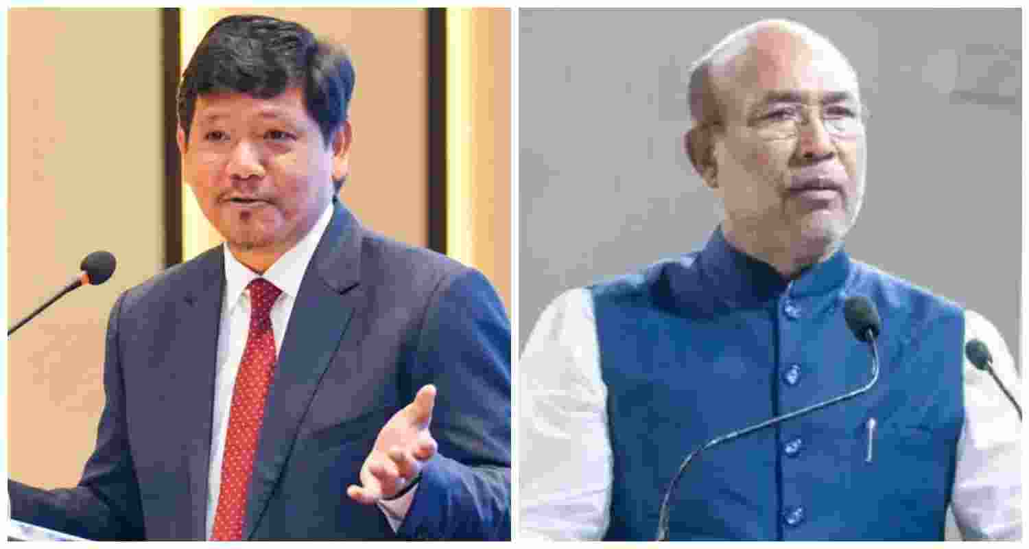  NPP Chief and Meghalaya CM Conrad Sangma (L), Manipur Chief Minister N. Biren Singh (R).