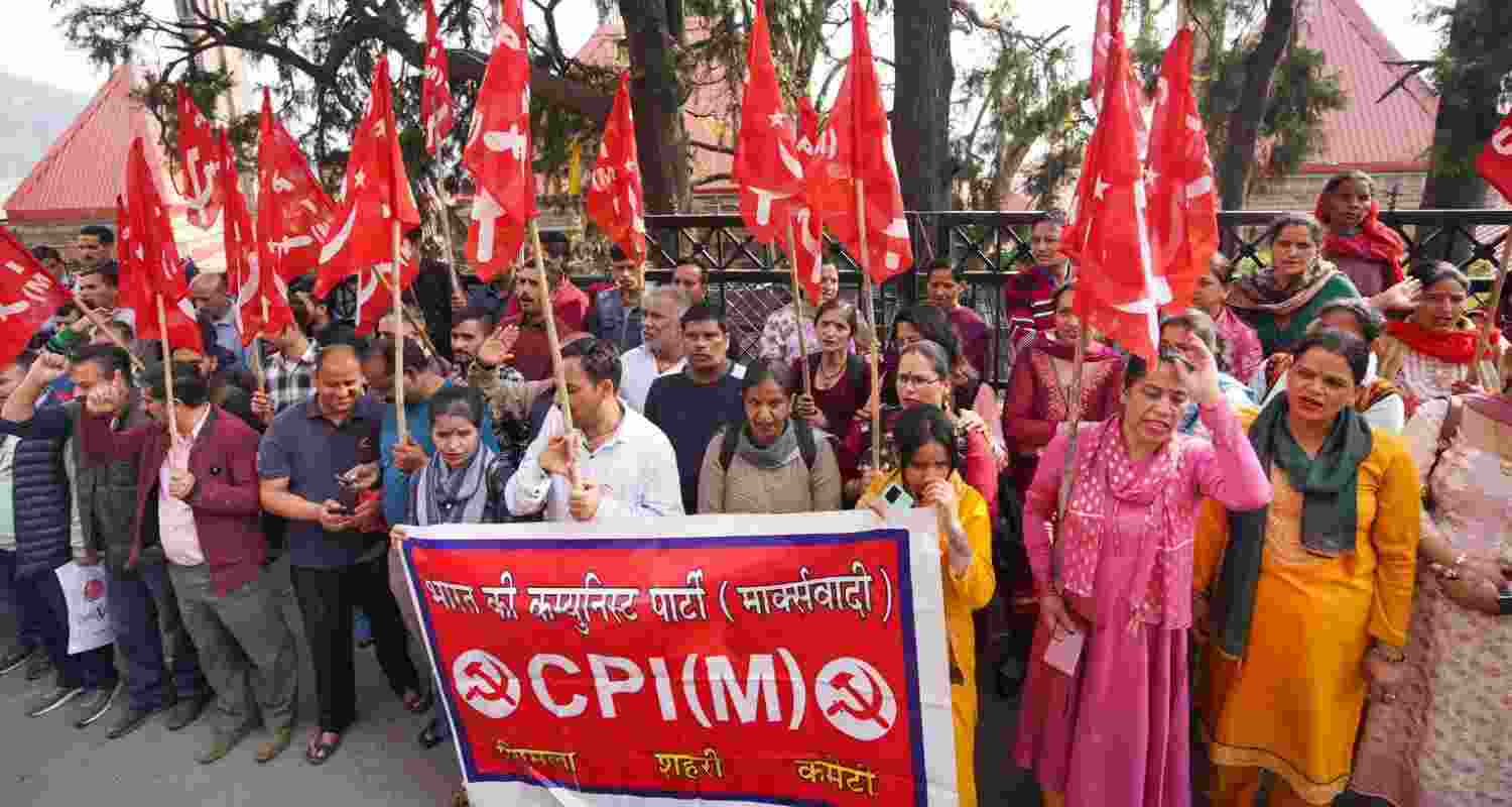 CPIM and Shimla residents protest against the state government's bus fare hike. 