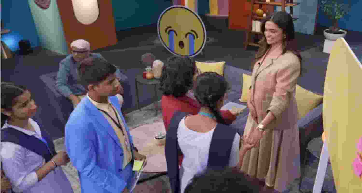 Actor Deepika Padukone interacts with students on 'Pariksha Pe Charcha'. Image: X