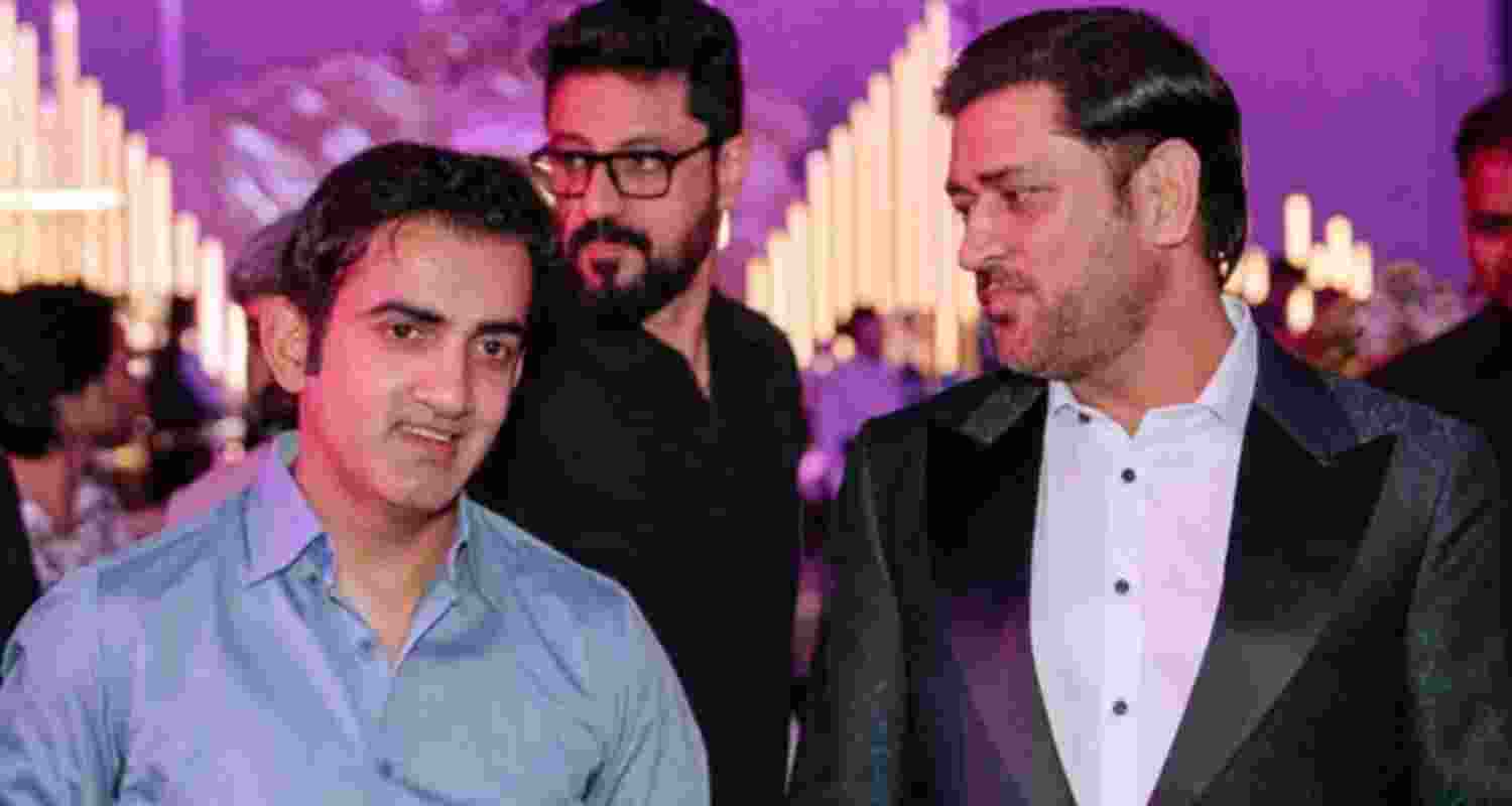 Former Indian team captain Mahendra Singh Dhoni with head coach Gautam Gambhir - file image.