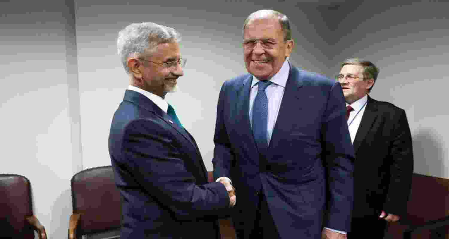 External Affairs Minister S Jaishankar with Russian Foreign Minister Sergei Lavrov.