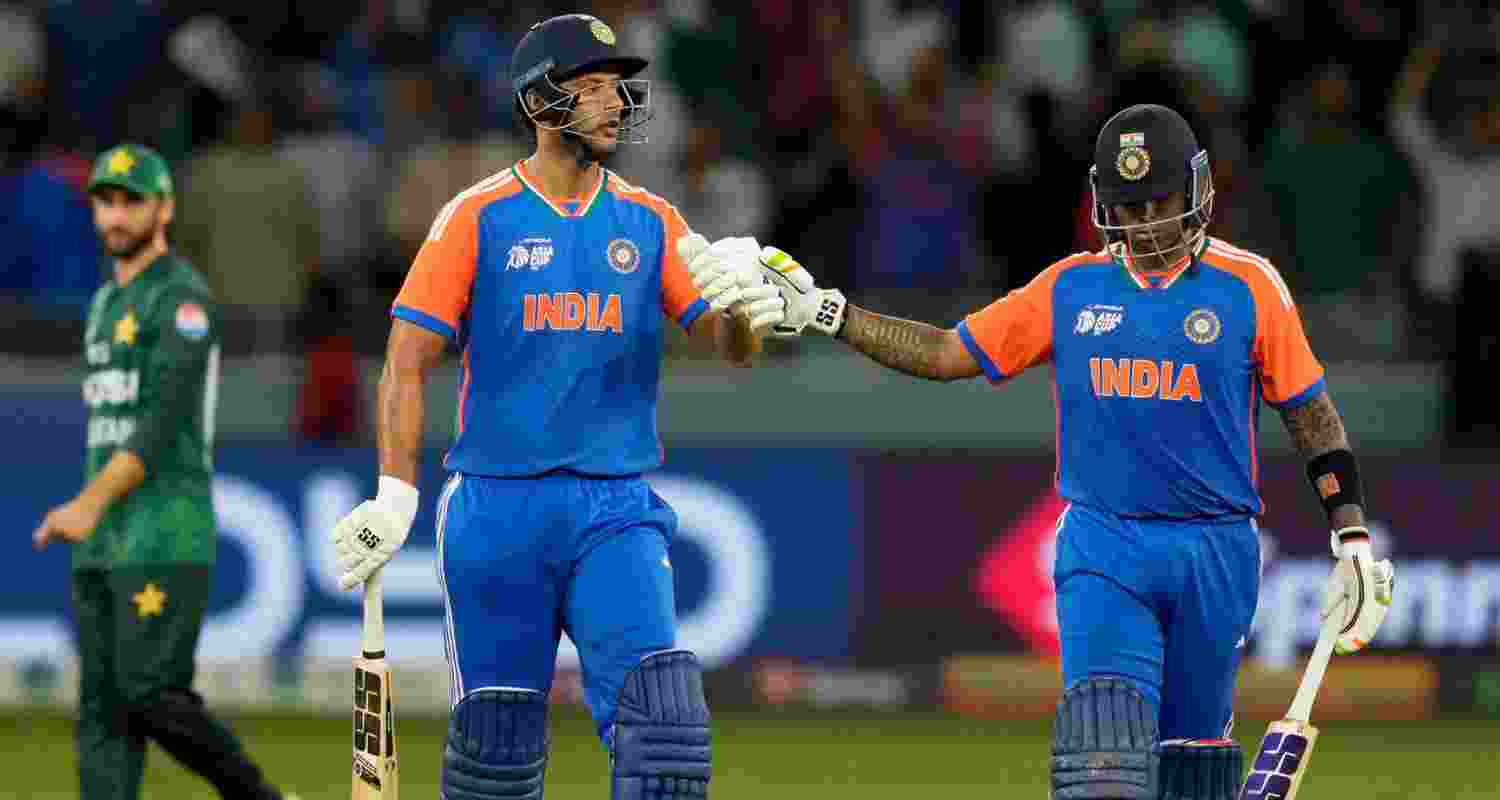 Shivam Dube and skipper Suryakumar Yadav proceeding towards the dugout without even looking at the opposition players after sealing the match.