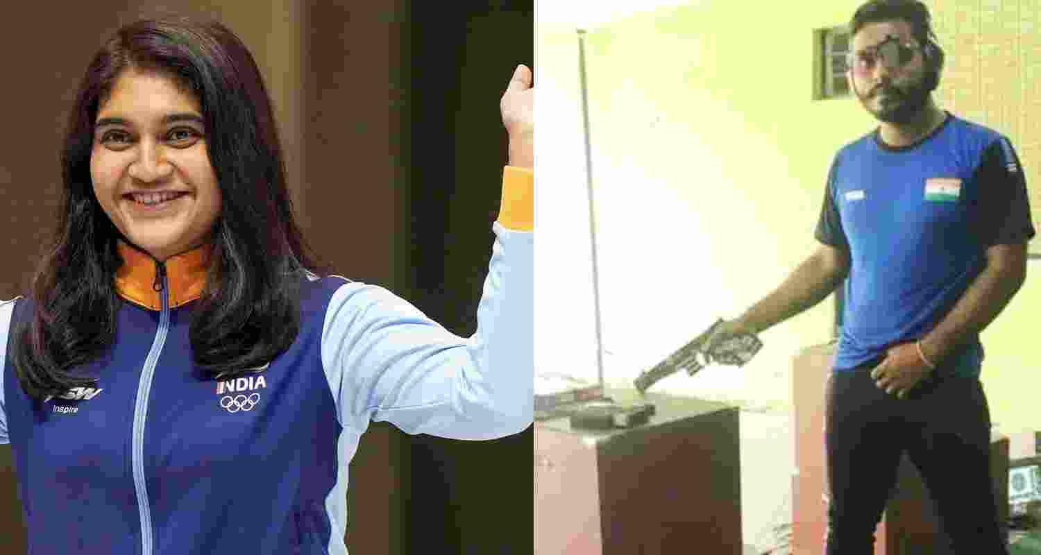 Esha Singh topped the women's 25m pistol qualification while Bhavesh Shekhawat led the men's 25m rapid-fire pistol charts on day one of the Olympic Selection Trials on Friday.