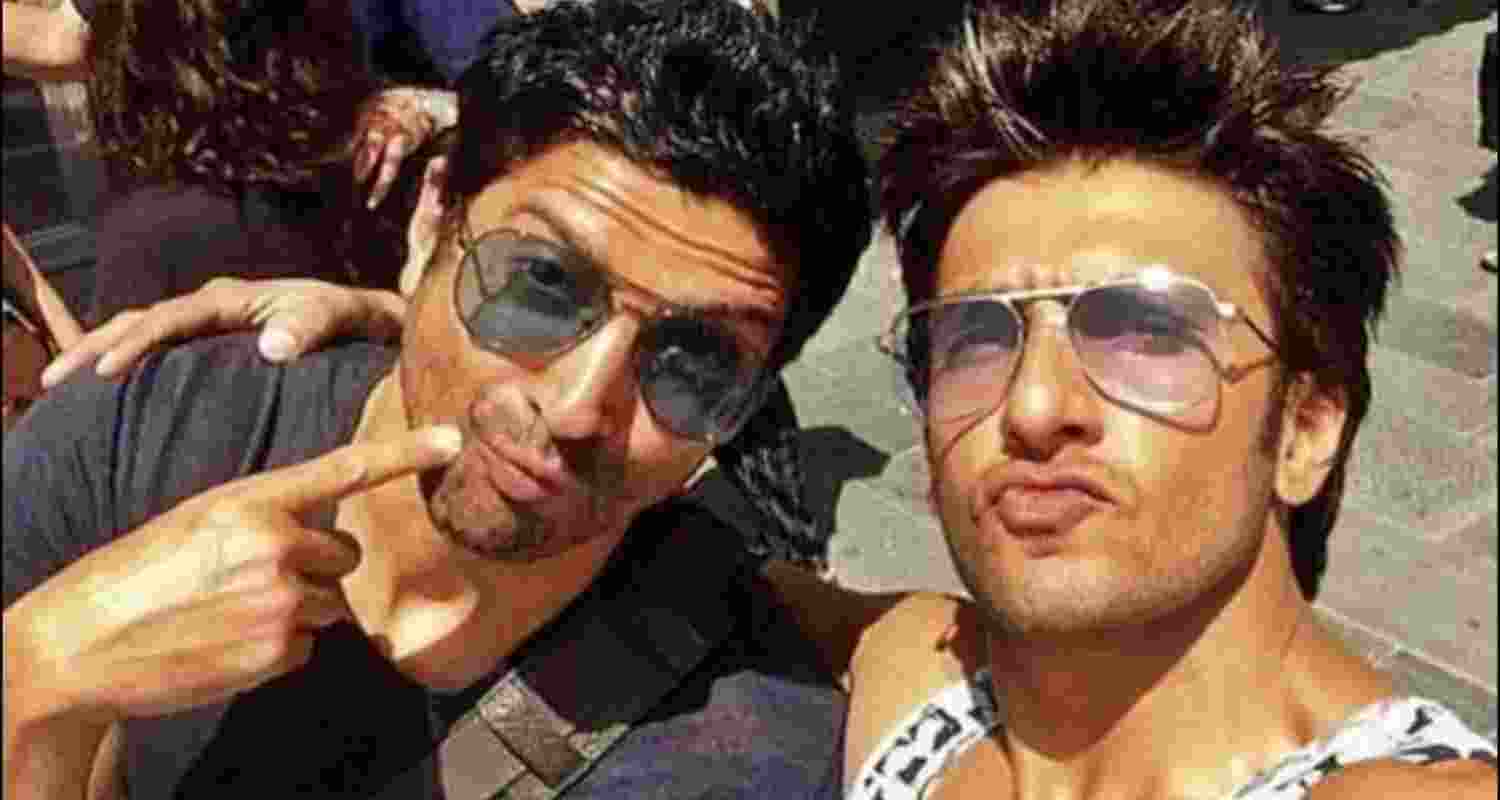 Director-Actor Farhan Akhtar and Actor Ranveer SIngh during the shoot of their film "Dil Dhadakne Do". File photo.