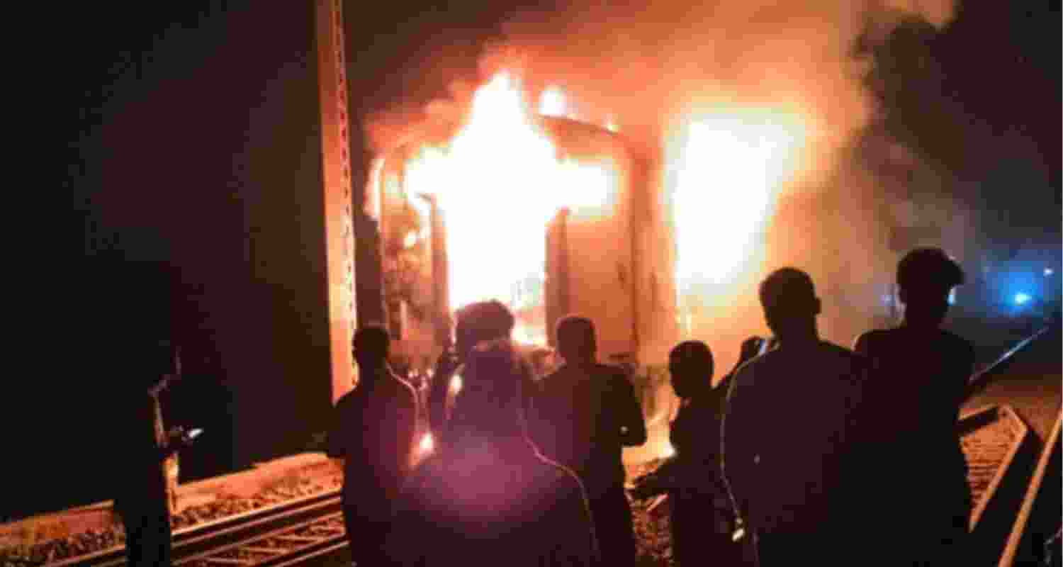 Fire broke out in a coach.