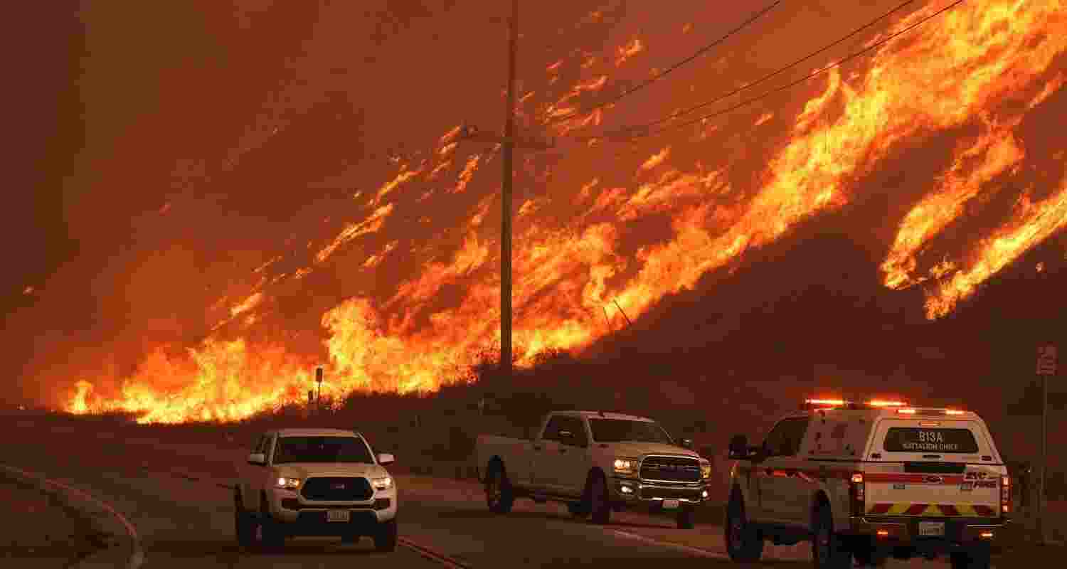 Wildfire is seen spreading from Los Angeles to other parts in Southern California.