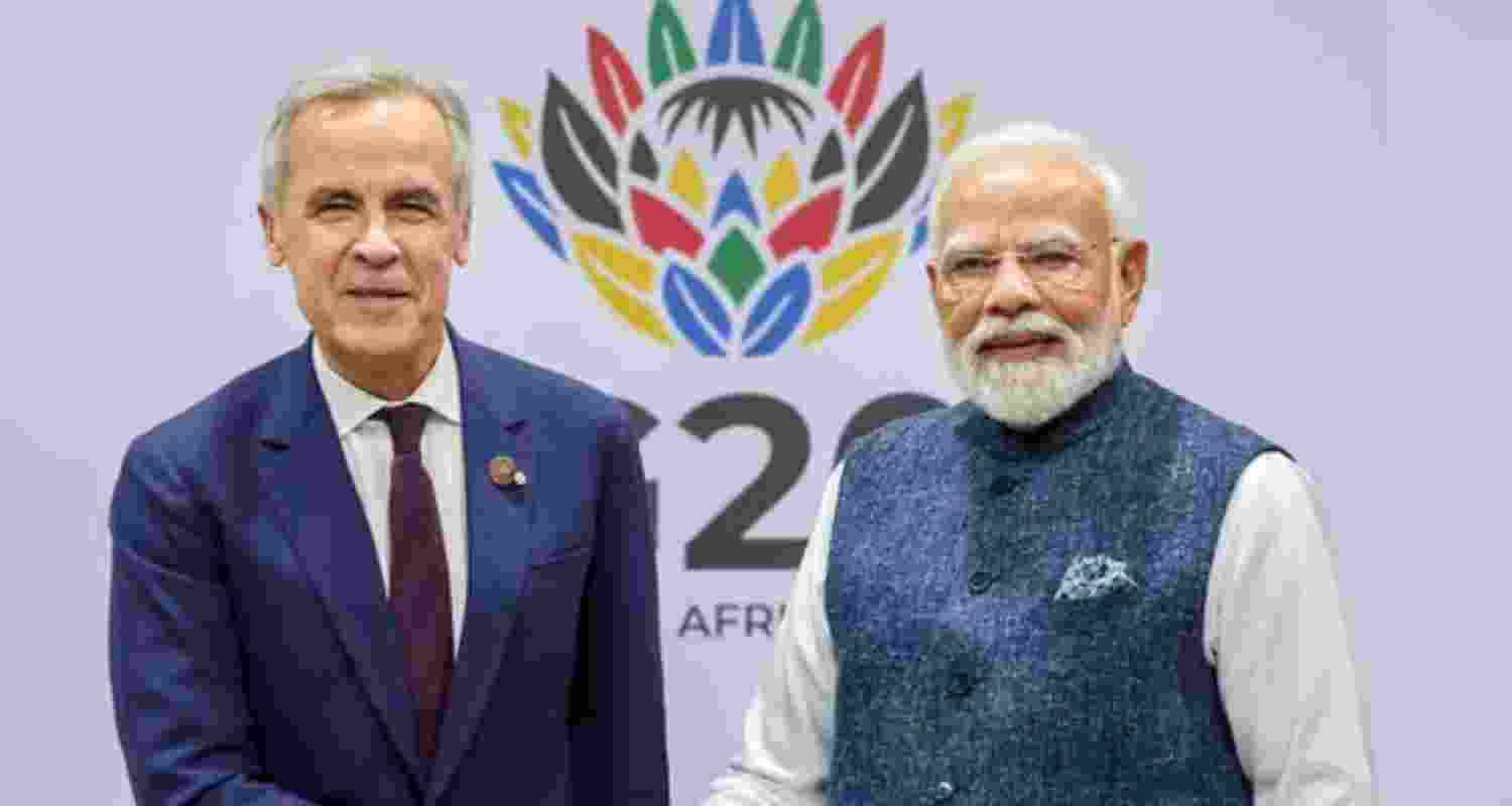 Prime Minister Narendra Modi during a meeting with his Canadian counterpart Mark Carney, on the sidelines of the G20 Leaders' Summit, in Johannesburg, South Africa.