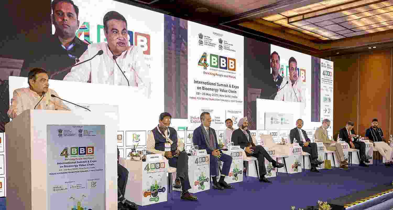 Union Minister of Road Transport and Highways Nitin Gadkari addresses the 4th International BBB Summit and Expo on Bio-energy Value Chain, in New Delhi.