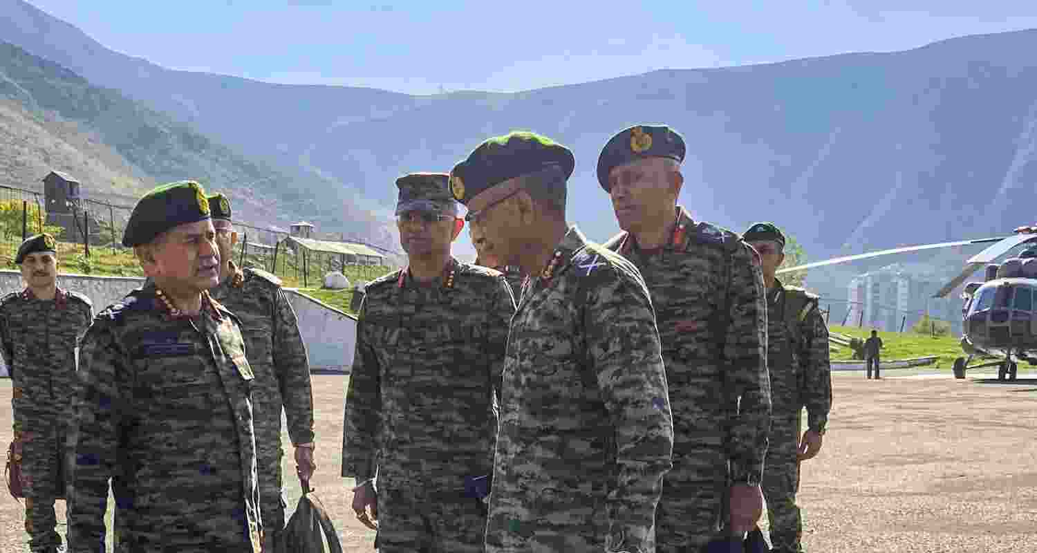 Army Chief General Upendra Dwivedi during his visit to review the situation in the wake of the Pahalgam attack earlier this week that left at least 26 people dead, in Kashmir.