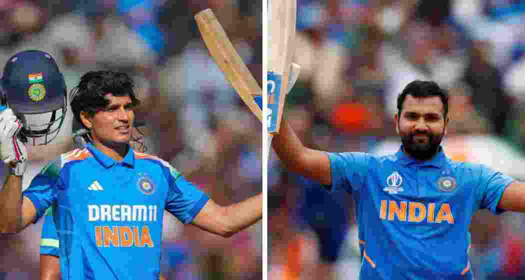 Shubman Gill (L) and Rohit Sharma (R) in action on the field. 