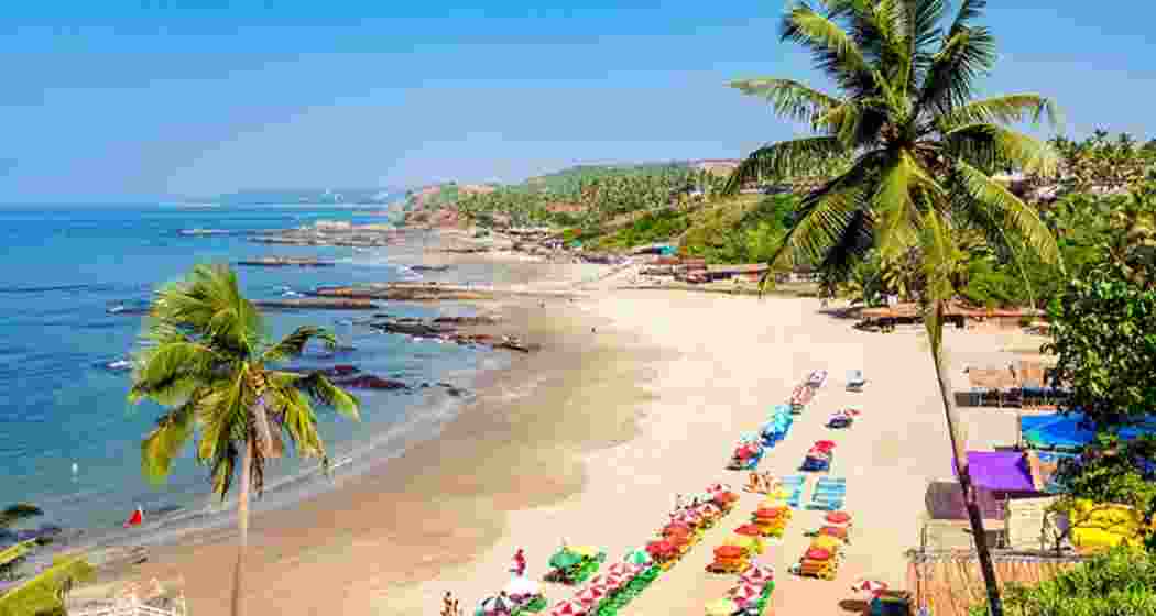 A serene view of one of Goa's pristine beaches, where sun, sand, and sea meet to create the perfect getaway.