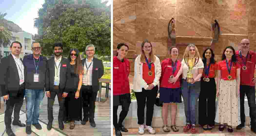 D Gukesh with his team and Divya Deshmukh with hers celebrate gold at the European Chess Club Cup in Rhodes, Greece, following stellar performances ahead of the Chess World Cup in Goa.
