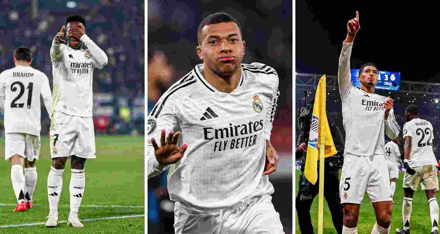 Vinicius Jr, Kylian Mbappe and Jude Bellingham each scored a goal in the match against Atalanta.