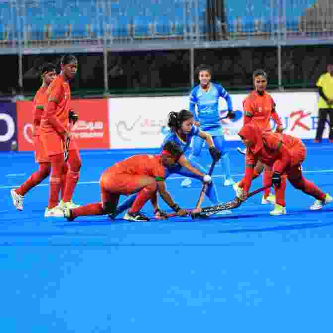 India women action during their first group league match in Muscat, Oman. Image: X. 