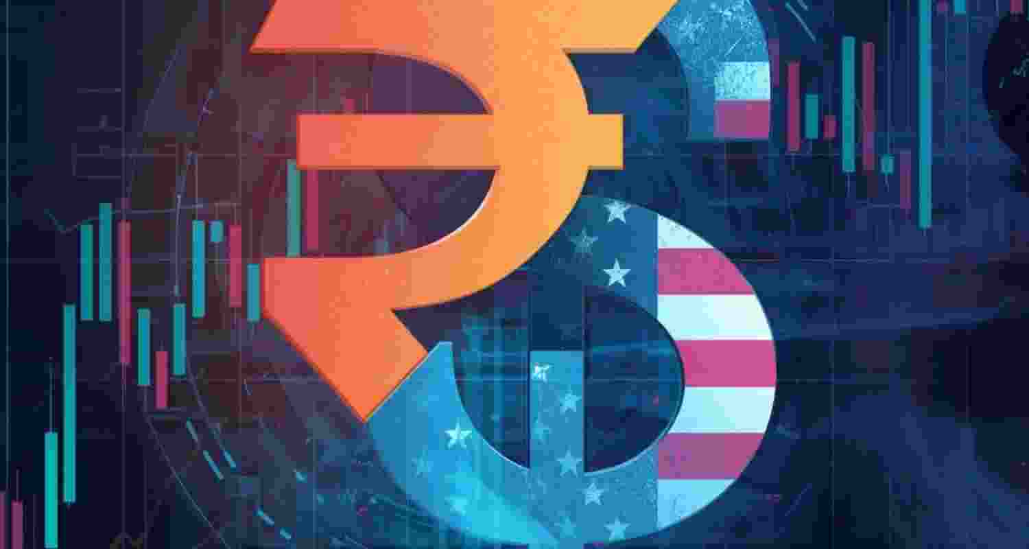 Rupee slips 8 paise to 90.67 vs US dollar on firm greenback; dollar index at 96.94, Brent at $67.41, traders cite global pressure.