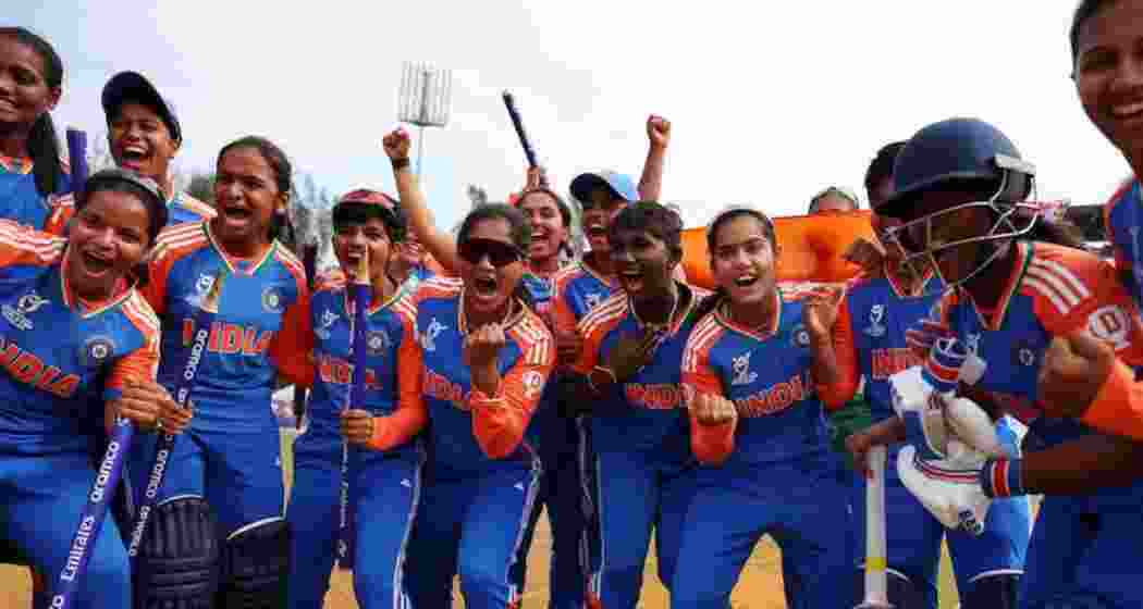 The Indian U19 women's cricket team celebrates winning their second consecutive ICC U19 Women's T20 World Cup title after defeating South Africa by nine wickets at Bayuemas Oval, Malaysia.